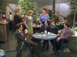 Standing: Kate Hodge, Arden Myrin, Sarah Knowlton & Phil. Seated: Steve Hytner, Fred Savage & Dana Gould in WORKING